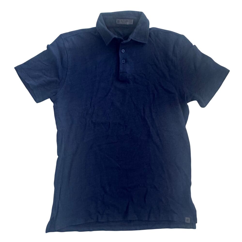 G/Fore G Fore Mens Navy Pima Knit Logo Golf Polo Shirt Sz L Made in Peru L